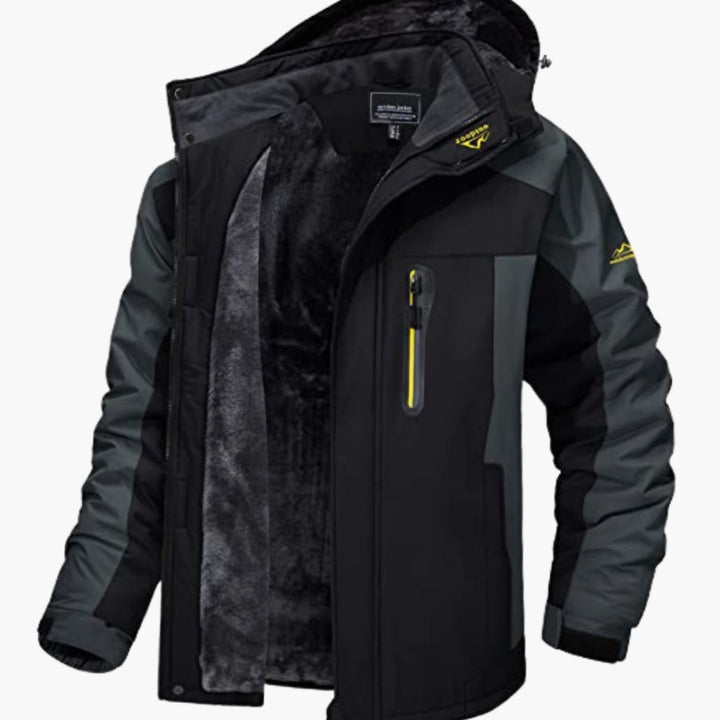 Men's Heavy-Duty Fleece-Lined Hooded Winter Jackets - Black