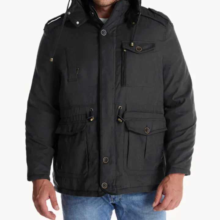 Men's Heavy-Duty Insulated Hooded Multi-Pocket Winter Jacket