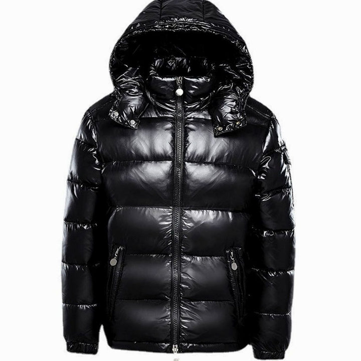 Men's Hooded Insulated Winter Quilted Jacket Full-Zip - Black