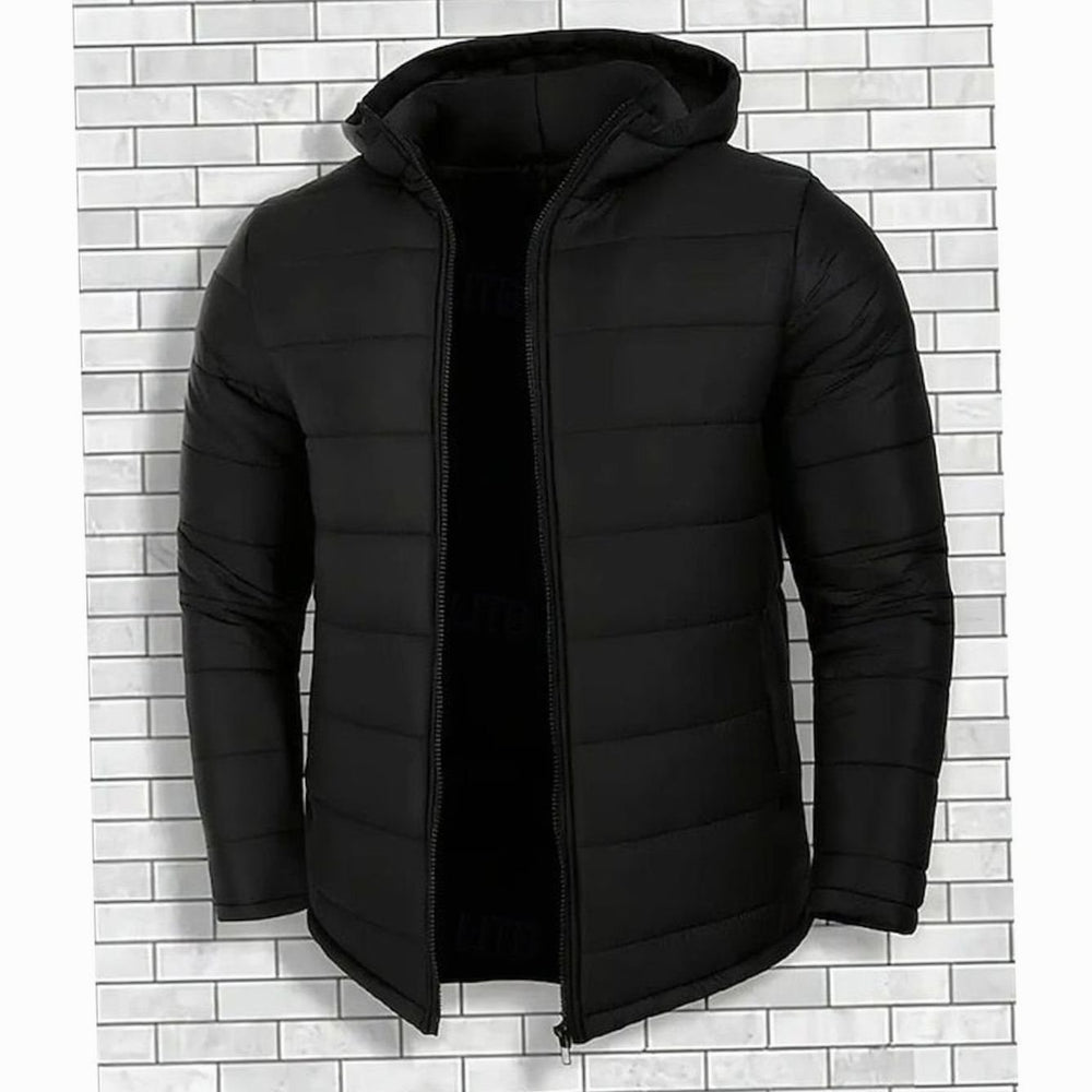 Men's Hooded Quilted Coated Puffer Jacket Regular Fit