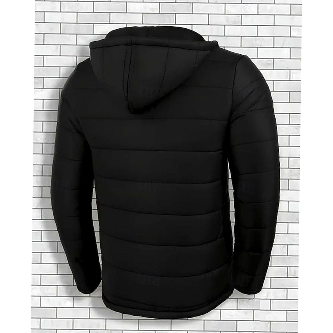 Men's Hooded Quilted Coated Puffer Jacket Regular Fit