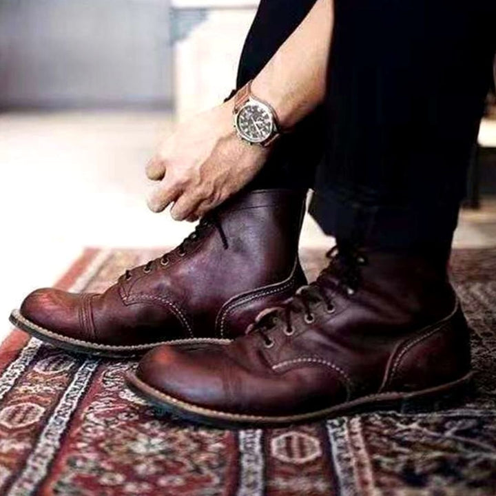 Men's Insulated Lace-Up Winter Boots Ankle High - Coffee