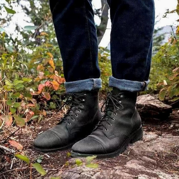 Men's Insulated Lace-Up Winter Boots Ankle High - Black
