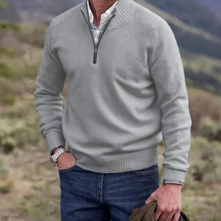 Men's Knit Half-Zip Pullover Jumper Quarter-Zip Sweater