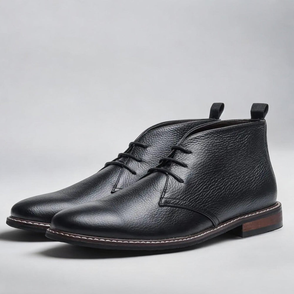 Men's Lace-Up Chukka Ankle Boots Faux Leather - Black