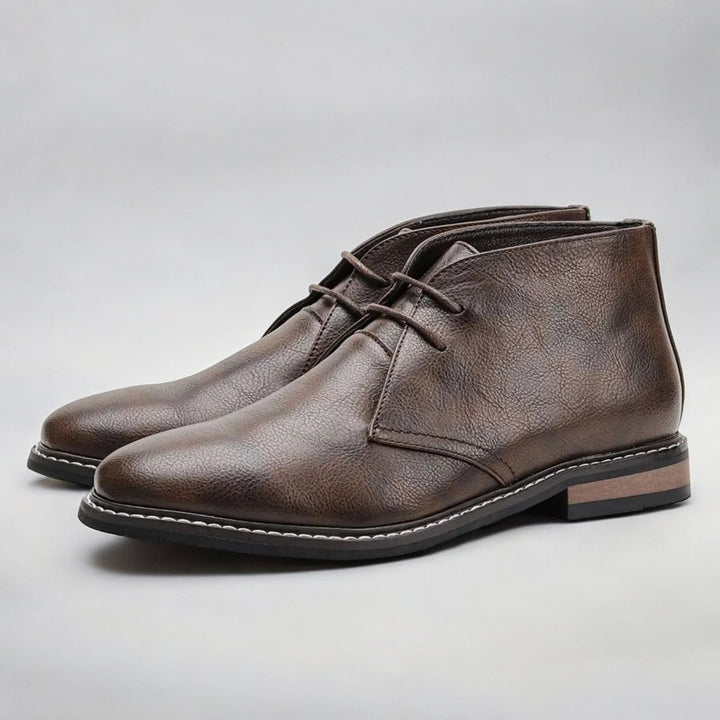 Men's Lace-Up Chukka Ankle Boots Faux Leather - Dark Brown