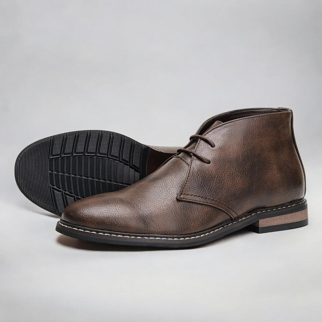 Men's Lace-Up Chukka Ankle Boots Faux Leather