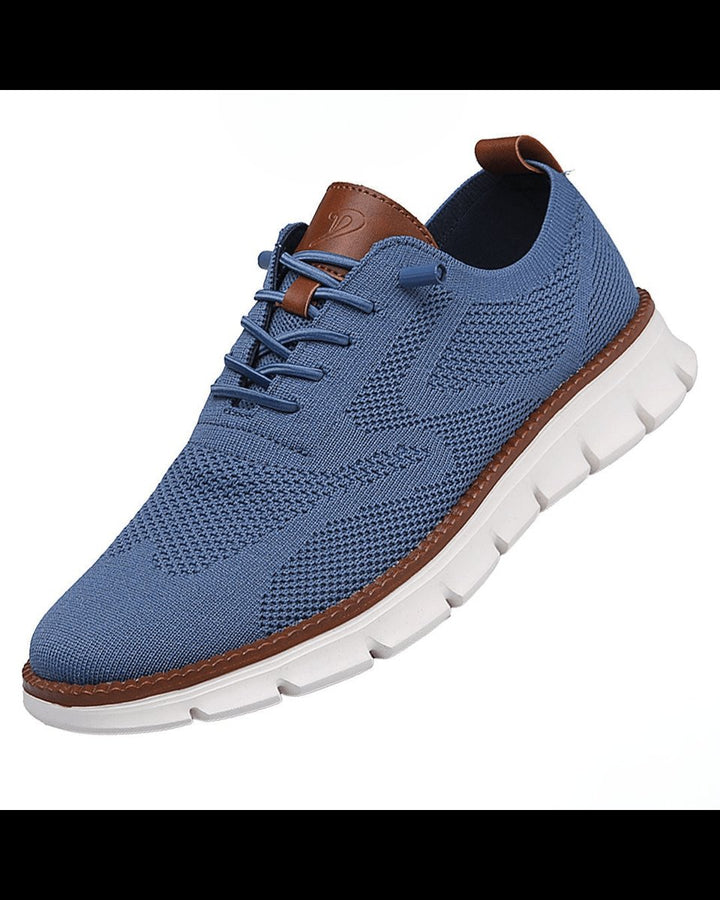 Men's Lightweight Breathable Knit Lace-Up Casual Sneakers - Blue