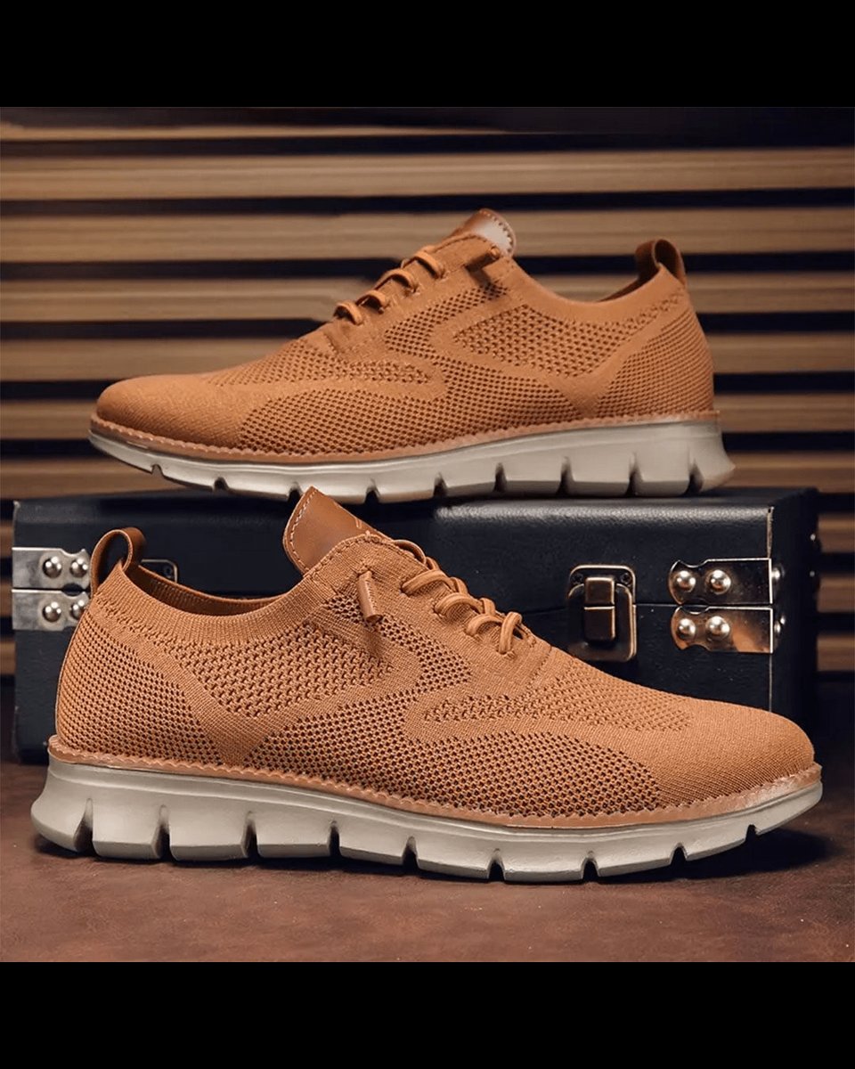 Men's Lightweight Breathable Knit Lace-Up Casual Sneakers