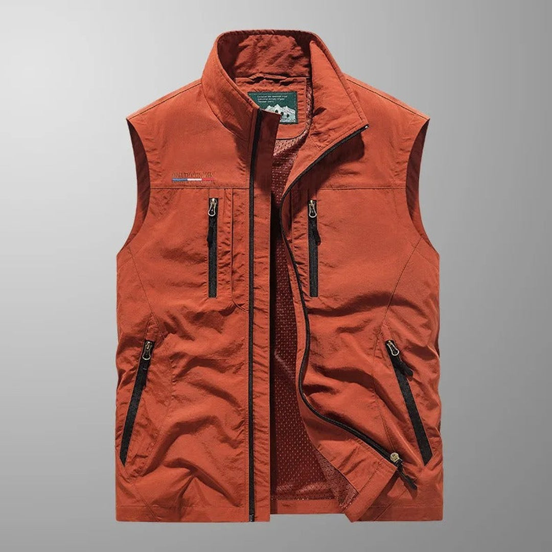 Men's Lightweight Breathable Multi-Pocket Cargo Mens Gilet - Red