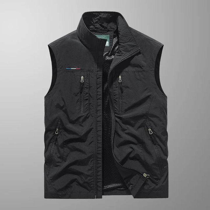 Men's Lightweight Breathable Multi-Pocket Cargo Mens Gilet - Black