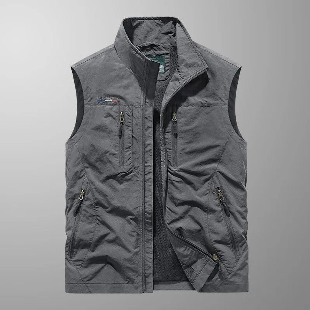 Men's Lightweight Breathable Multi-Pocket Cargo Mens Gilet - Gray