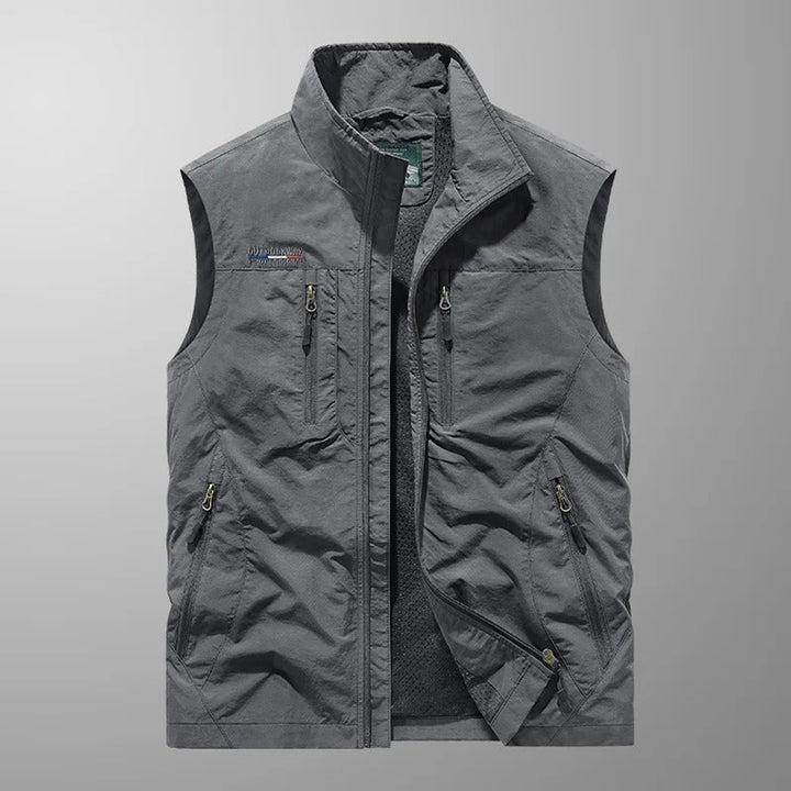 Men's Lightweight Breathable Multi-Pocket Cargo Mens Gilet - Gray