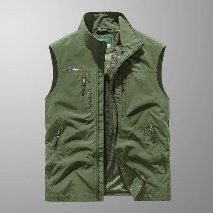 Men's Lightweight Breathable Multi-Pocket Cargo Mens Gilet - Green
