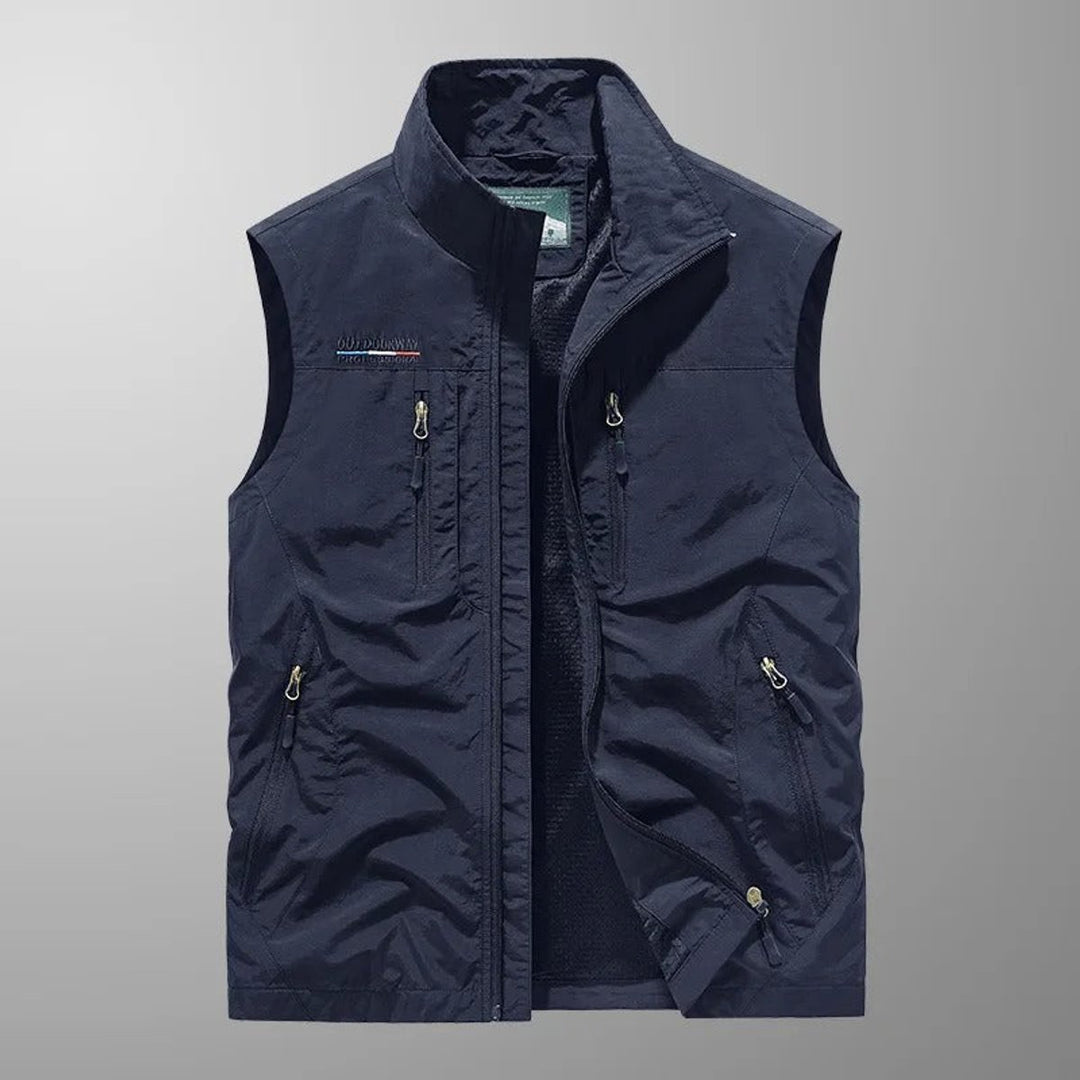 Men's Lightweight Breathable Multi-Pocket Cargo Mens Gilet - Navy Blue
