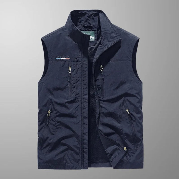 Men's Lightweight Breathable Multi-Pocket Cargo Mens Gilet - Navy Blue