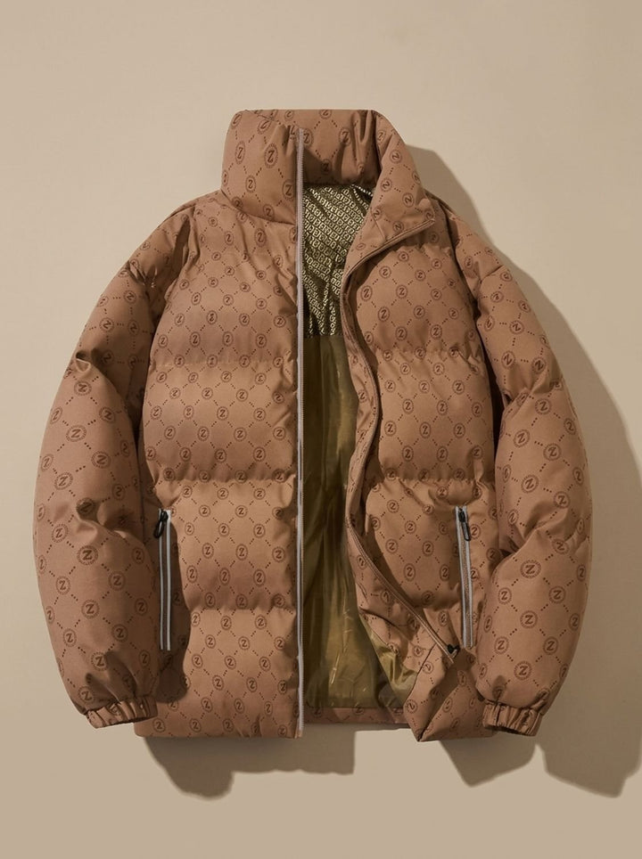 Men's Logo-Print Stand-Collar Zip-Up Puffer Jacket