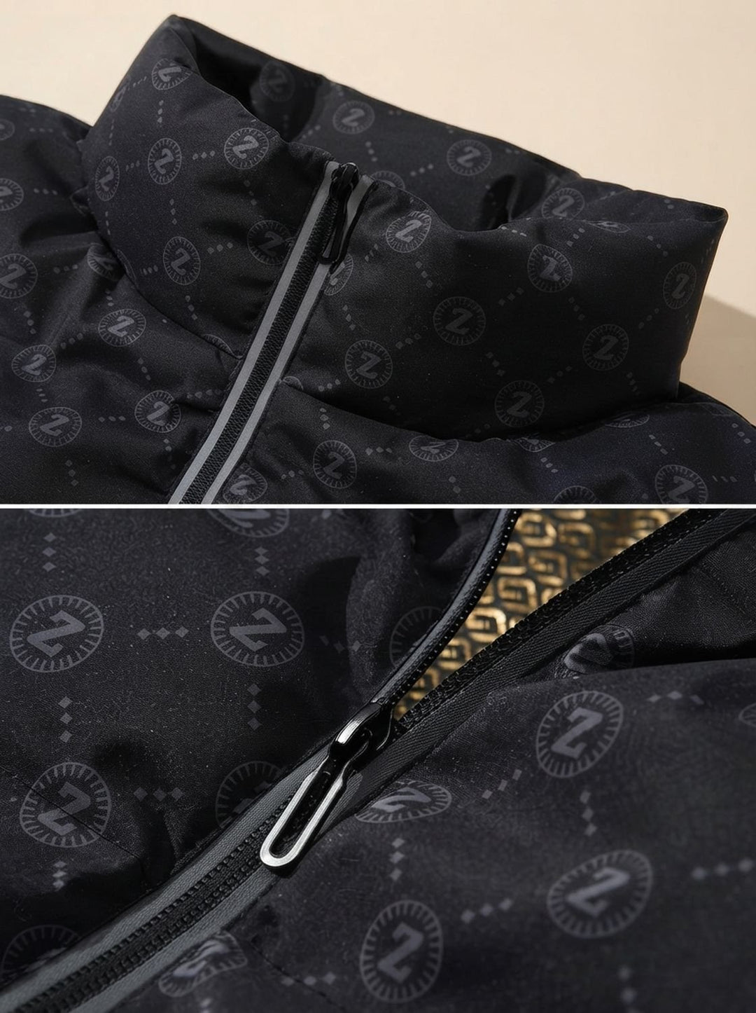Men's Logo-Print Stand-Collar Zip-Up Puffer Jacket