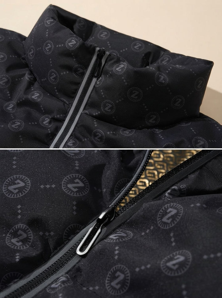 Men's Logo-Print Stand-Collar Zip-Up Puffer Jacket