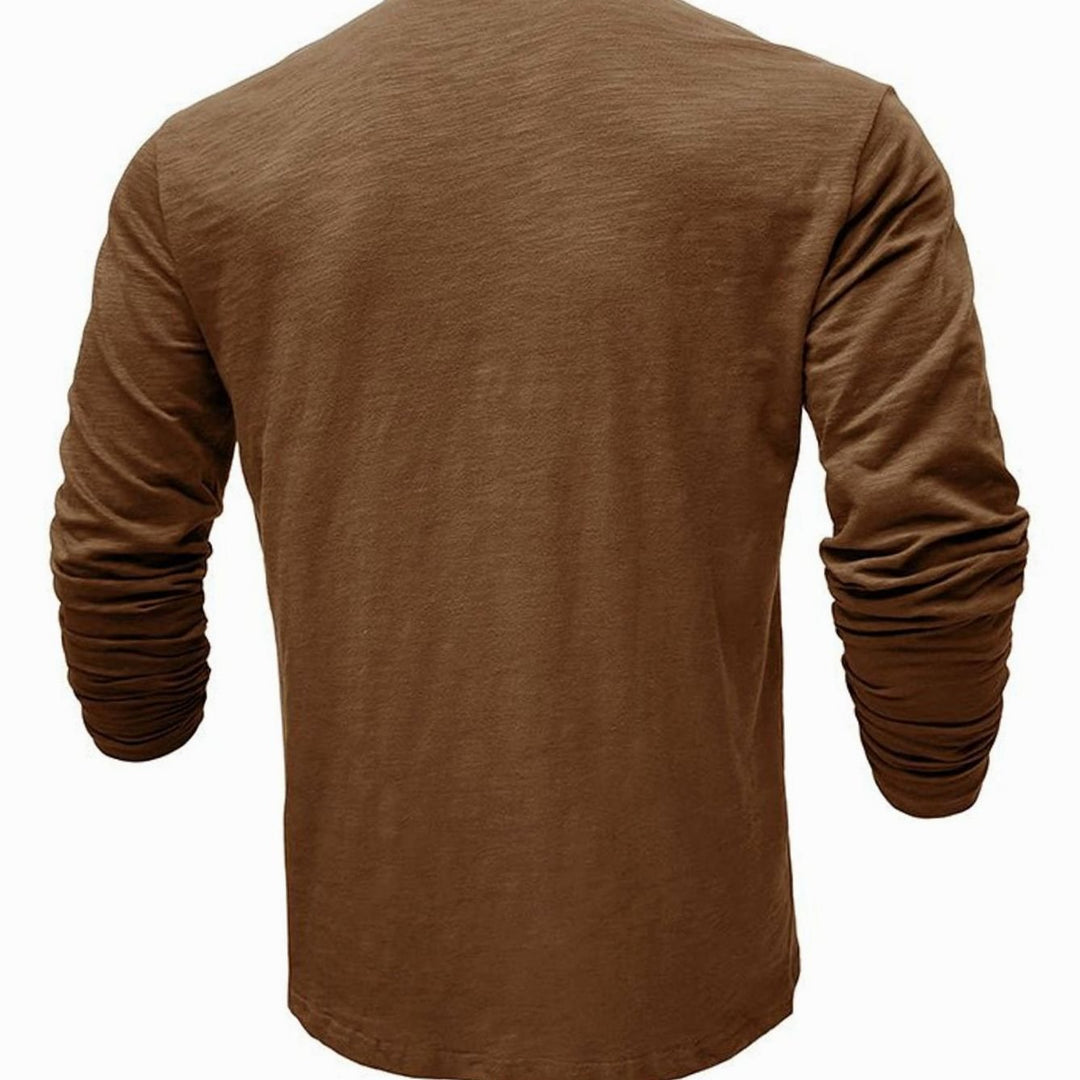 Men's Long-Sleeve Button-Up Henley Shirt