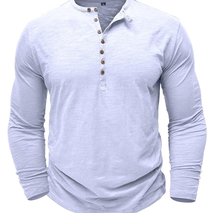 Men's Long-Sleeve Button-Up Henley Shirt
