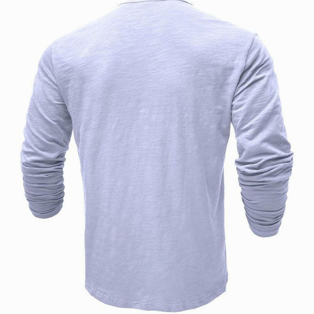 Men's Long-Sleeve Button-Up Henley Shirt
