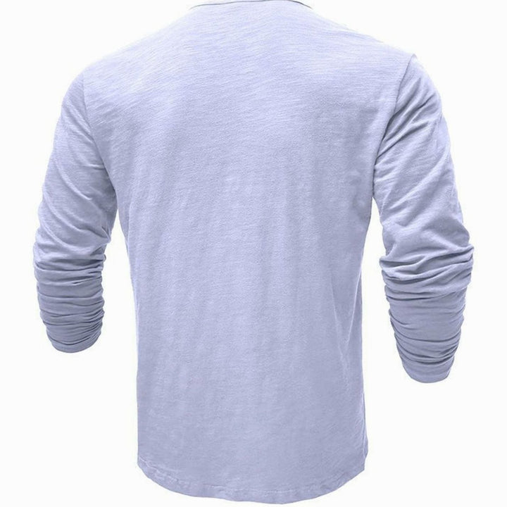 Men's Long-Sleeve Button-Up Henley Shirt