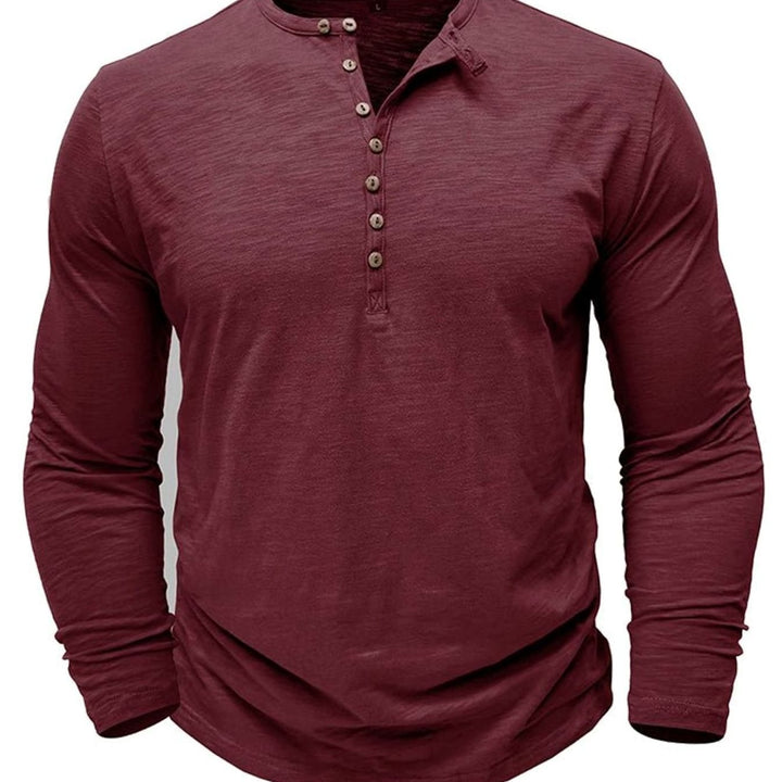 Men's Long-Sleeve Button-Up Henley Shirt