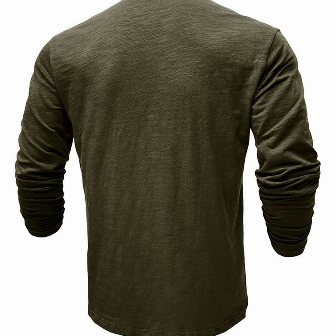 Men's Long-Sleeve Button-Up Henley Shirt