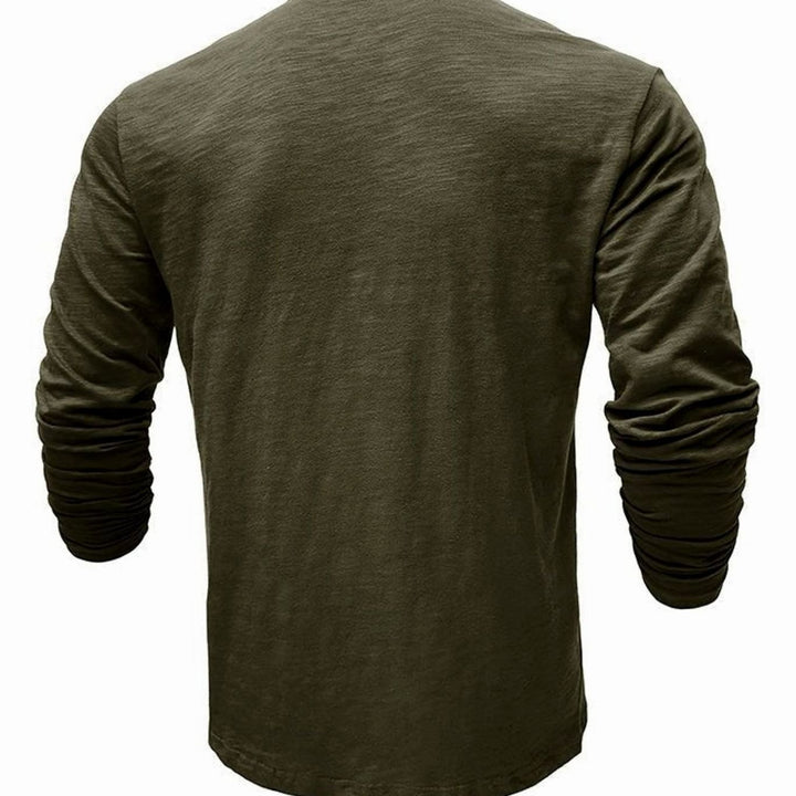 Men's Long-Sleeve Button-Up Henley Shirt