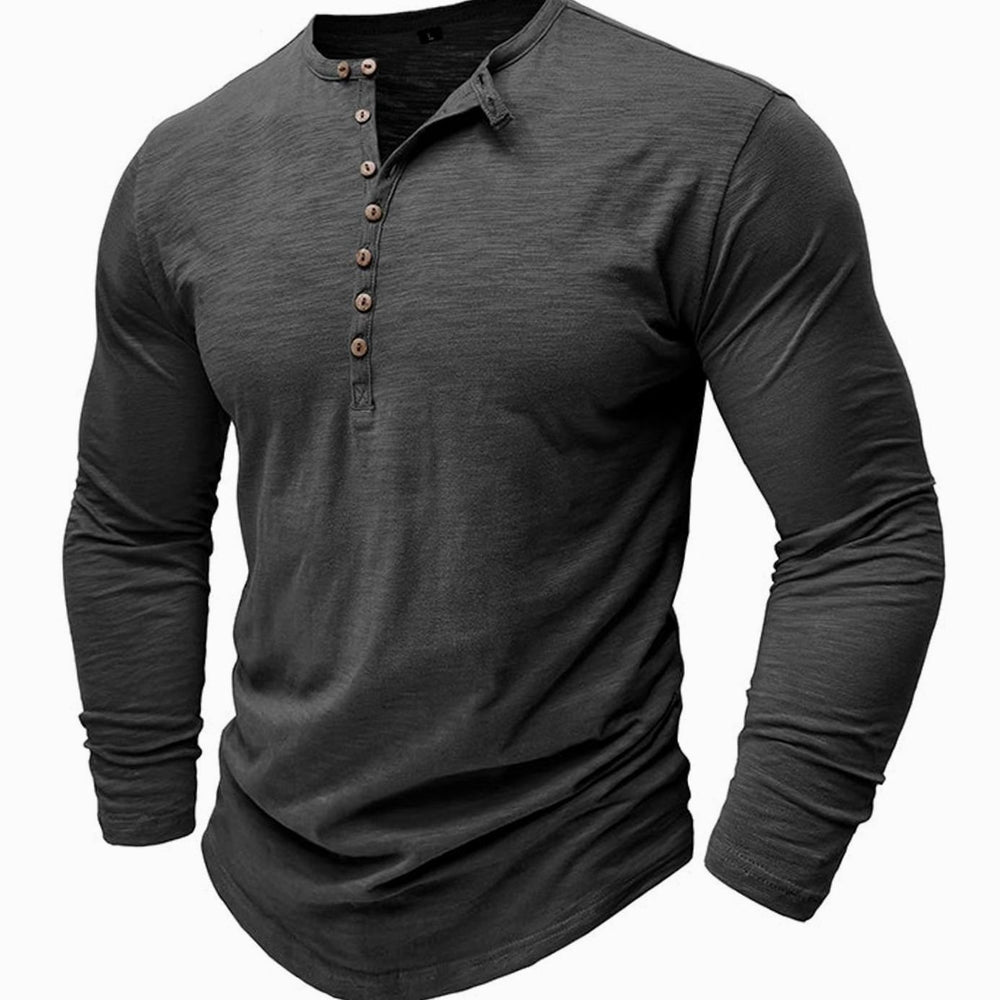 Men's Long-Sleeve Button-Up Henley Shirt
