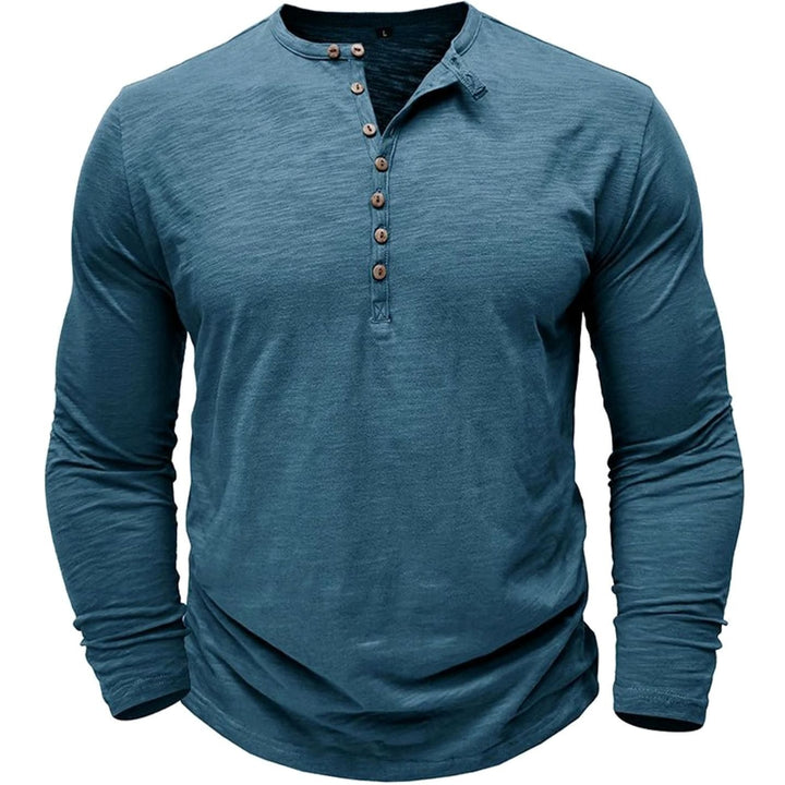 Men's Long-Sleeve Button-Up Henley Shirt