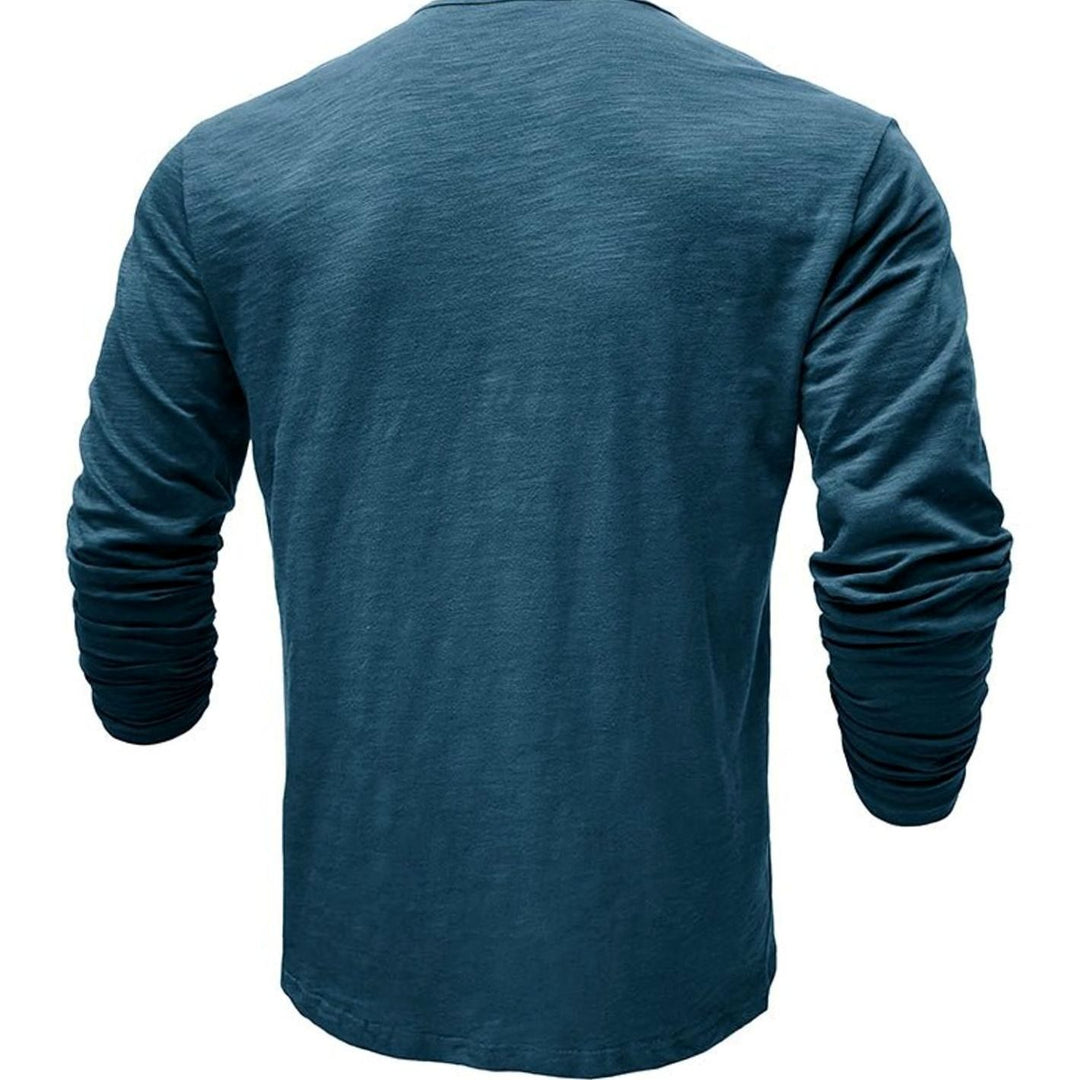 Men's Long-Sleeve Button-Up Henley Shirt