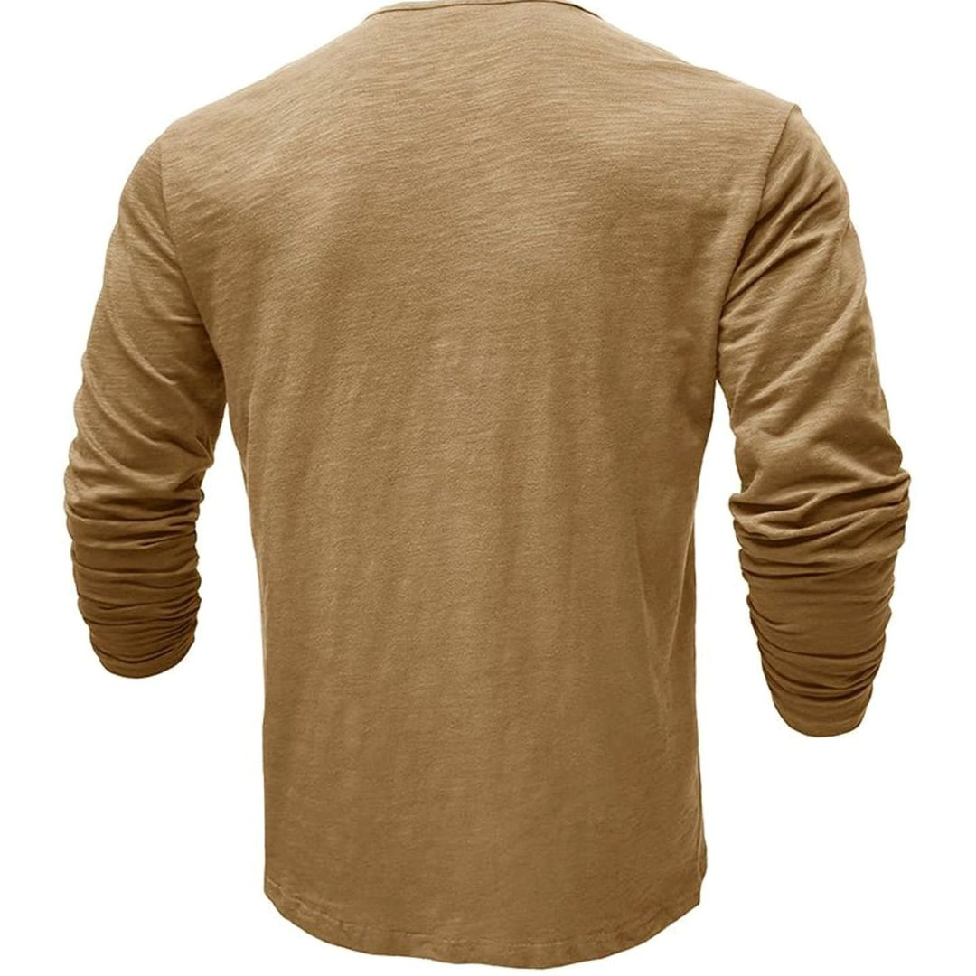 Men's Long-Sleeve Button-Up Henley Shirt