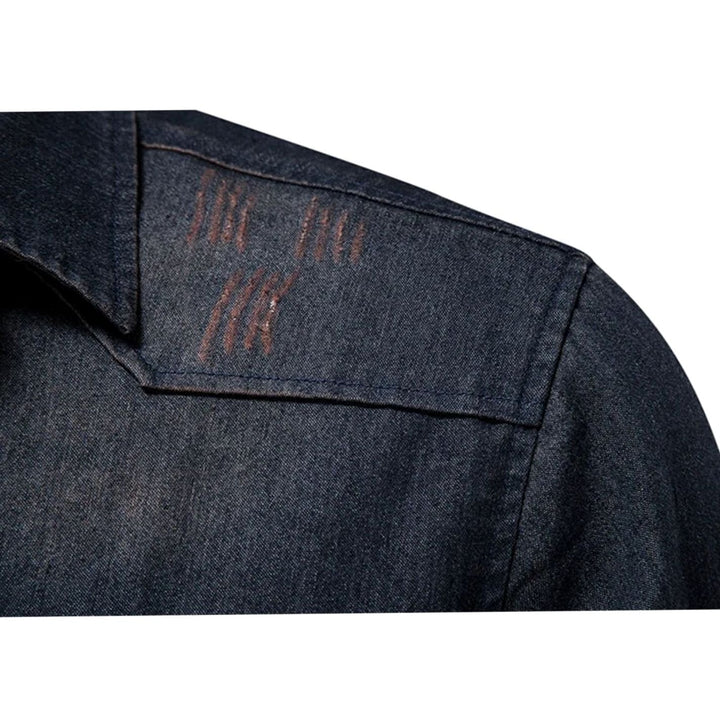 Men's Long-Sleeve Dual-Pocket Denim Button-Up Shirt