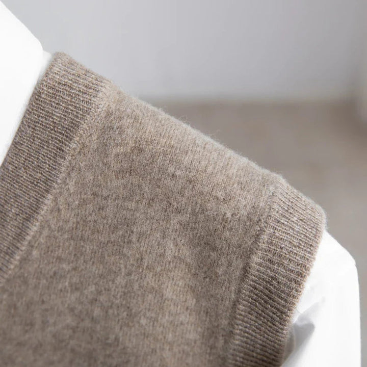 Men's Merino Wool V-Neck Sweater Vest Layering Knit
