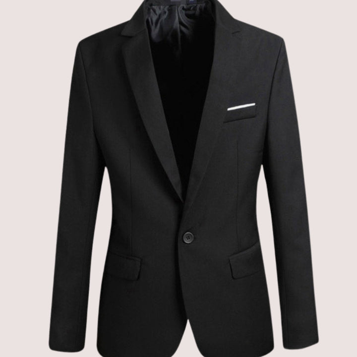 Men's Modern Fit Blazer Single-Button Notch Lapel Suit Jacket - Black