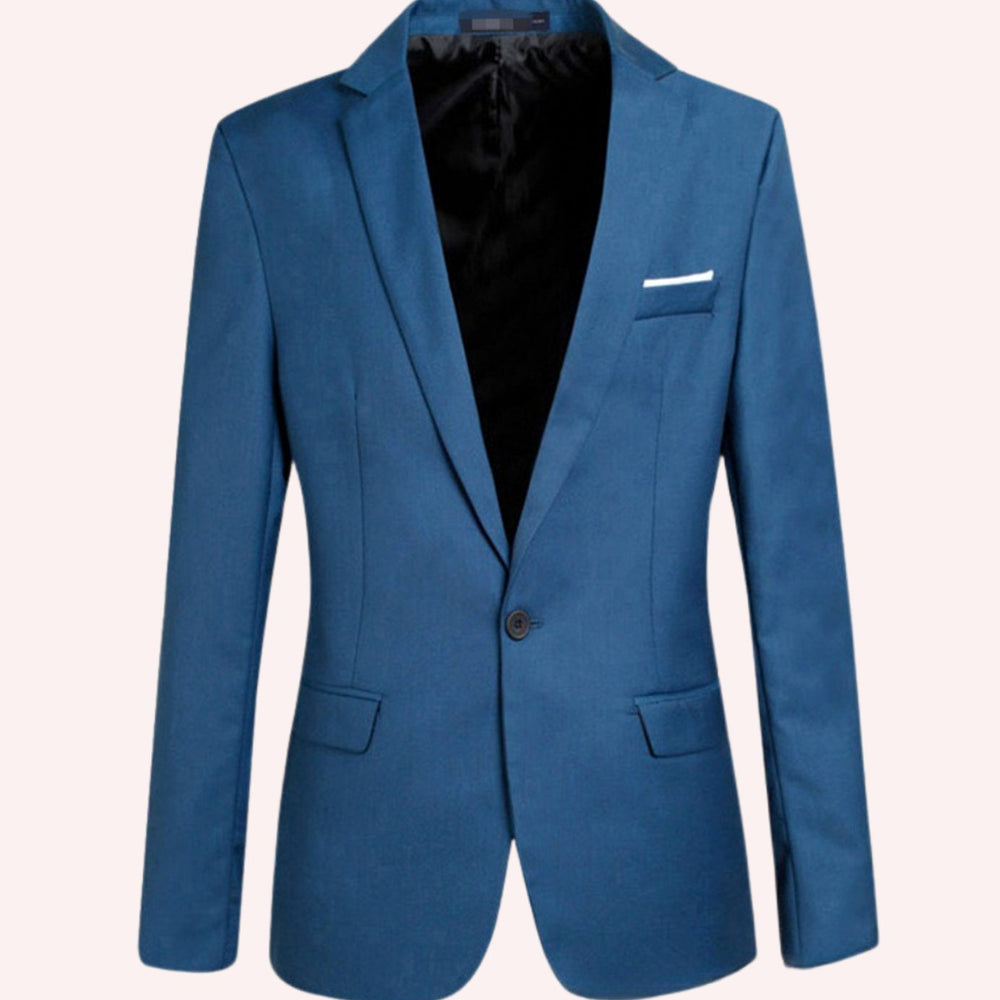 Men's Modern Fit Blazer Single-Button Notch Lapel Suit Jacket - Blue