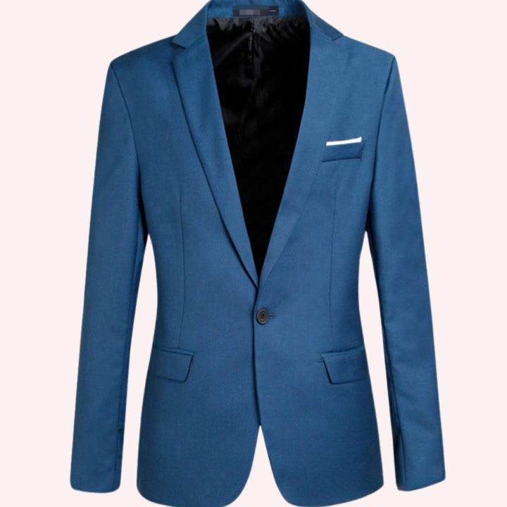 Men's Modern Fit Blazer Single-Button Notch Lapel Suit Jacket - Blue