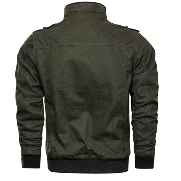 Men's Multi-Pocket Military Bomber Jacket Ribbed Cuffs