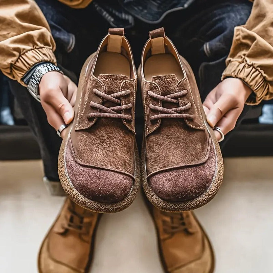 Men's Orthopedic Cushioned Lace-Up Casual Leather Shoes
