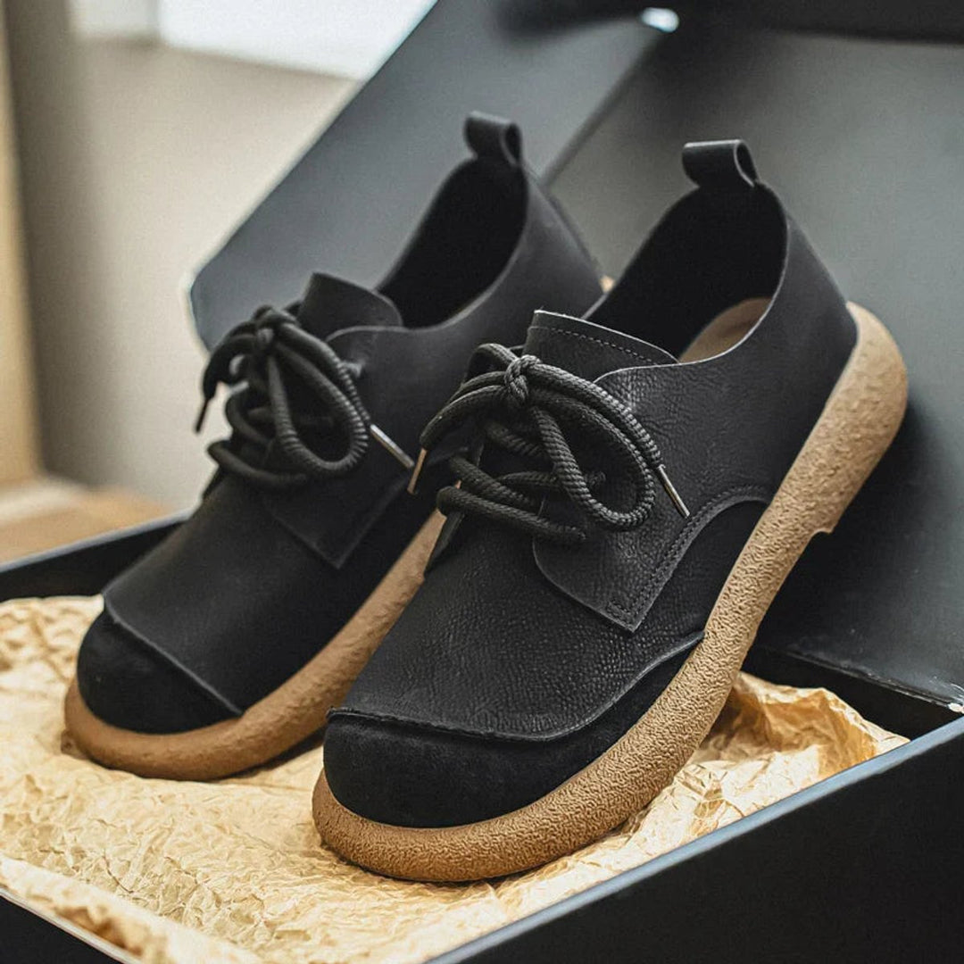 Men's Orthopedic Cushioned Lace-Up Casual Leather Shoes