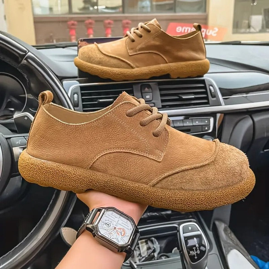 Men's Orthopedic Cushioned Lace-Up Casual Leather Shoes