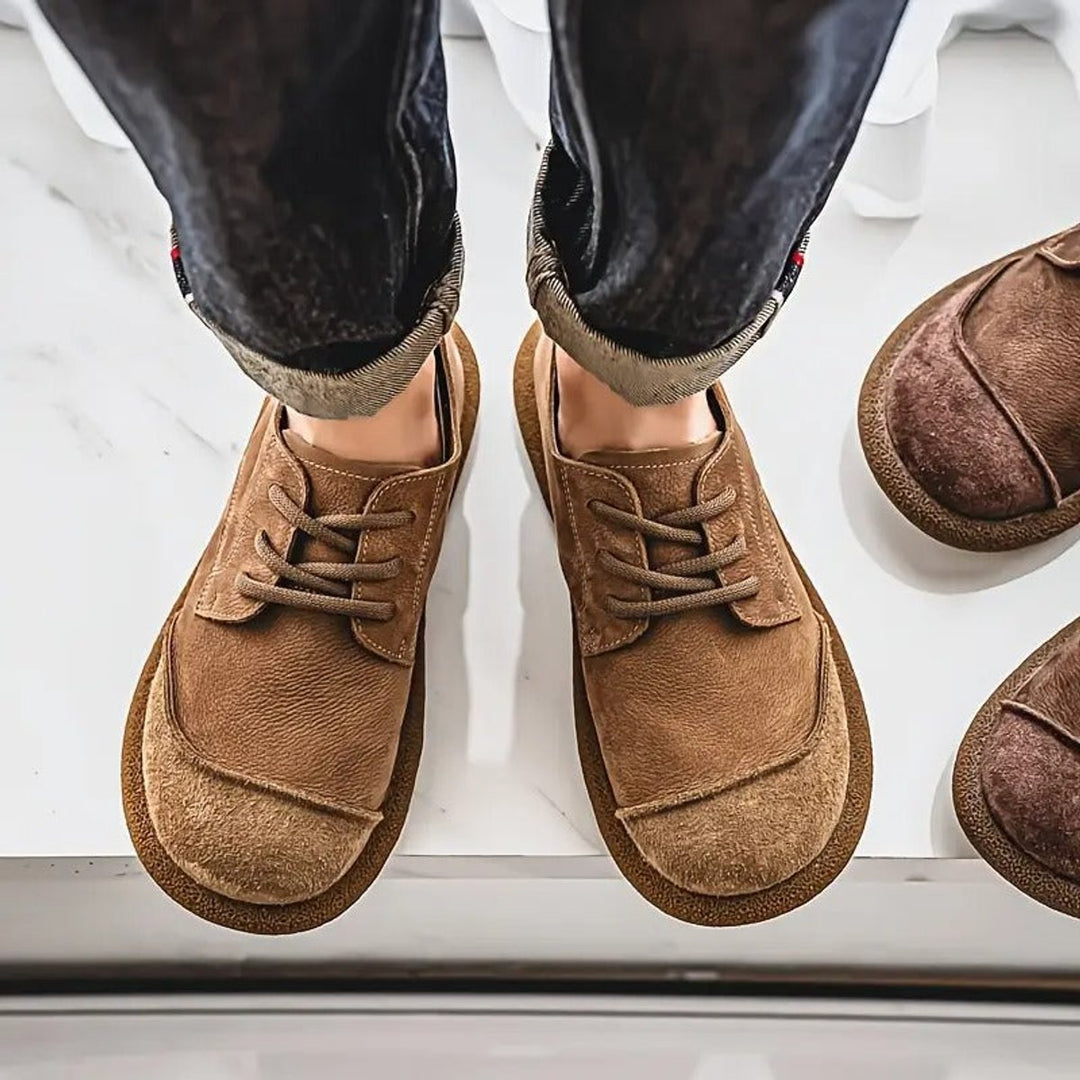 Men's Orthopedic Cushioned Lace-Up Casual Leather Shoes