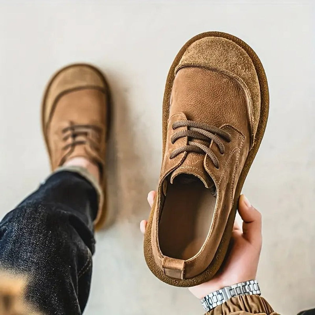 Men's Orthopedic Cushioned Lace-Up Casual Leather Shoes