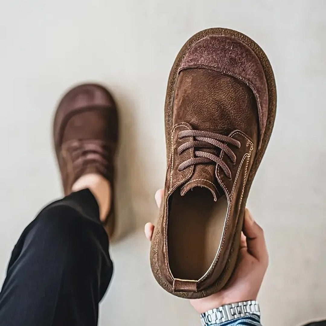 Men's Orthopedic Cushioned Lace-Up Casual Leather Shoes