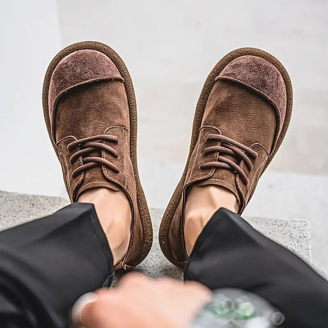 Men's Orthopedic Cushioned Lace-Up Casual Leather Shoes