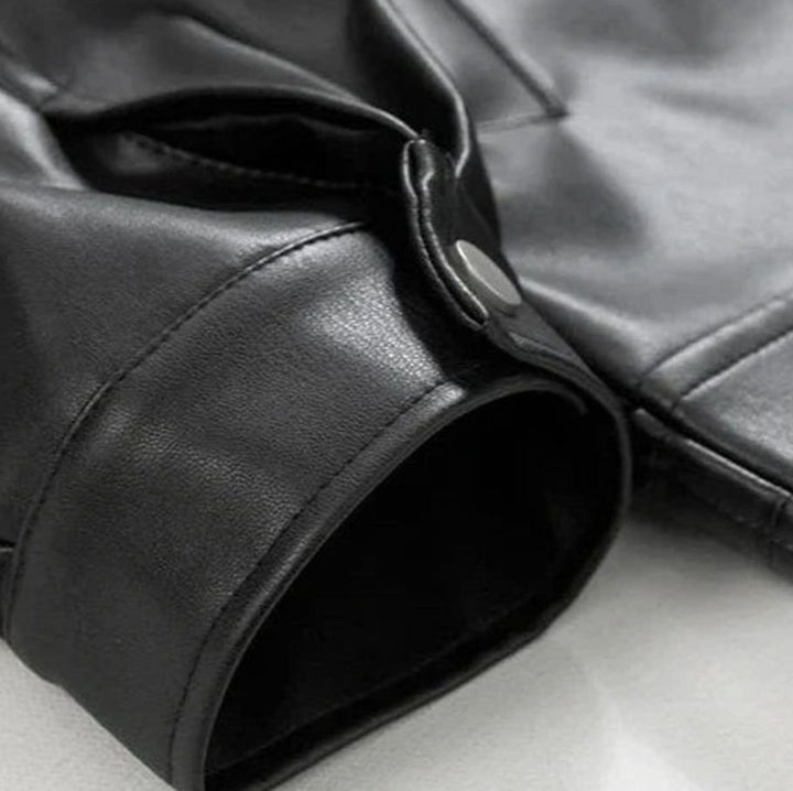 Men's Oversized Faux Leather Zip-Up Bomber Jacket