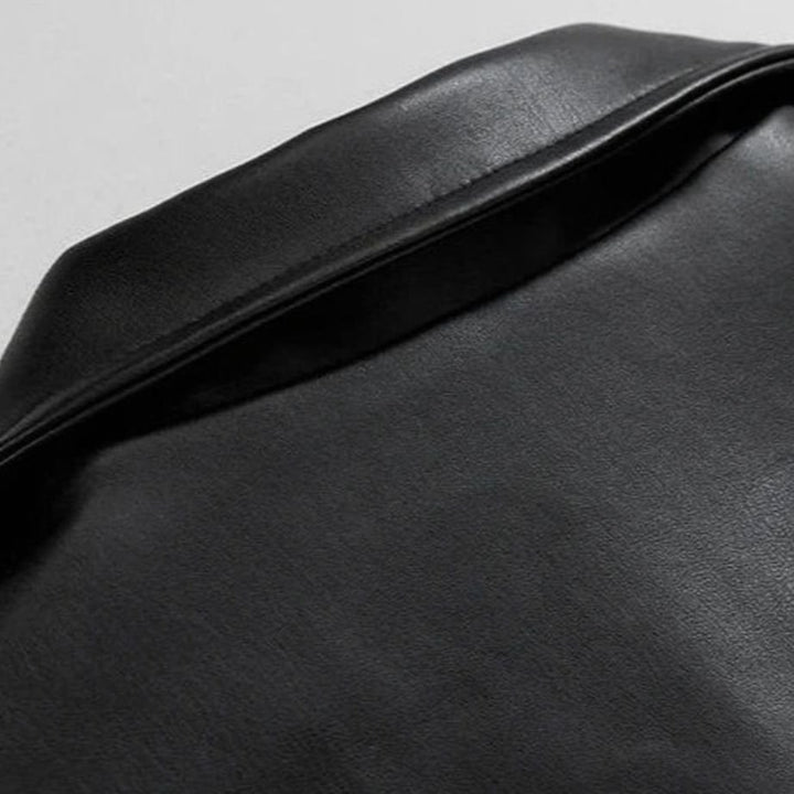 Men's Oversized Faux Leather Zip-Up Bomber Jacket