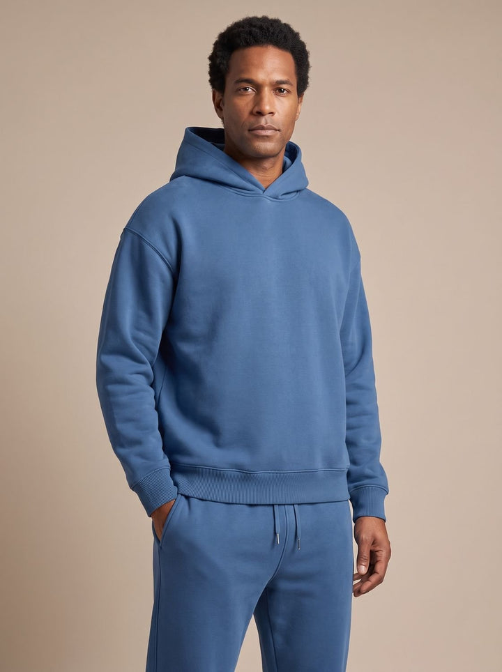 Men's Oversized Fleece Hoodie Jogger Tracksuit Set - Blue